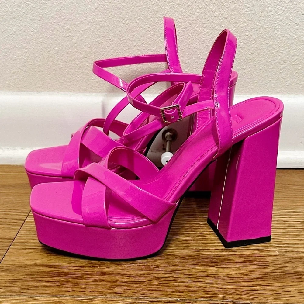 ZARA Block Heels Platform pink Sandals